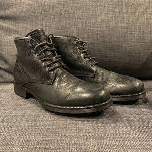 Aquatalia Pebble Leather Black Dress Boots Mens US 9.5 9 1/2 Weatherproof